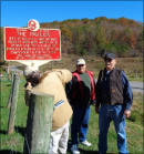 Before the ceremony, David Hambrick, Dan Clay, and Joe Clay set the marker on and tightened it down. — in Blue Sulphur Springs, West Virginia