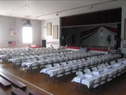 The Homecoming Banquet setup before we teared it down as it was being prepared for Camp Greenbrier for Boys...as their backup refuge in case another storm came Saturday.