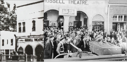 Two views of the Russell Theater before it was bought out by the Alpine Chain.