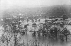 The flood of 1918 - Taken from the mountain on the south side of the river.