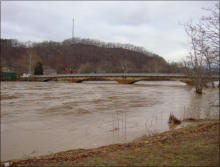 Flood of 2010. Notice high water mark on bridge.