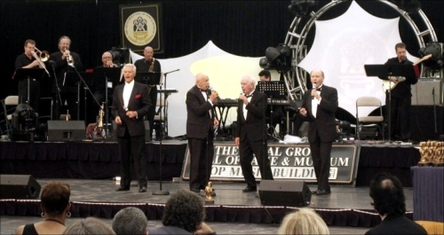 2006 Vocal Group Hall of Fame Performance - L - R / Dave Somerville, Ted Kowlaski, Dave Jackson, & Phil Levitt. Bill Reed, the original bass, was aware of the award, but passed away before the presentation.